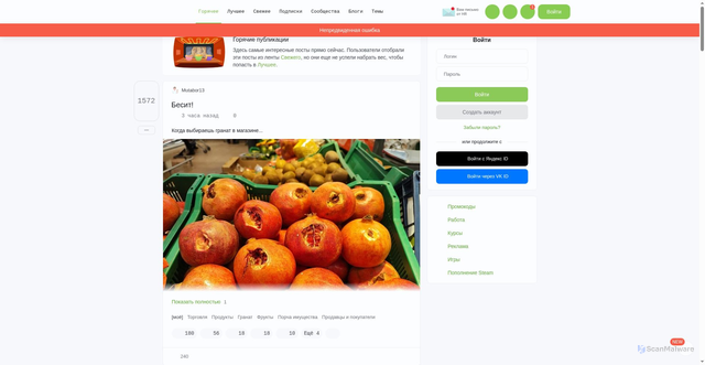 Security scan screenshot of https://cs7.pikabu.ru
