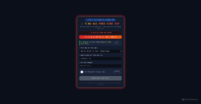 Security scan screenshot of https://getaccfreefire2026.netlify.app/