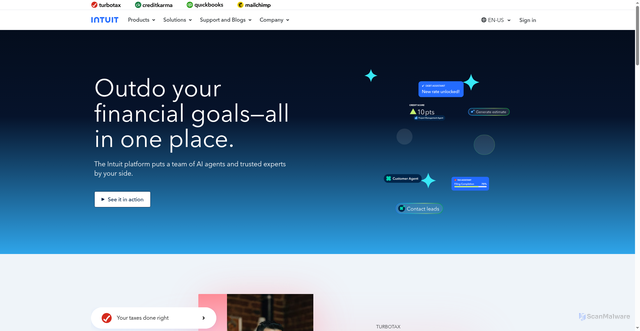 Security scan screenshot of https://www.intuit.com/