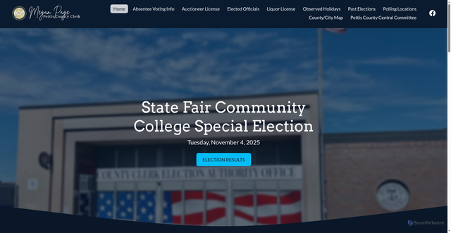 Security scan screenshot of https://pettisclerk.gov/