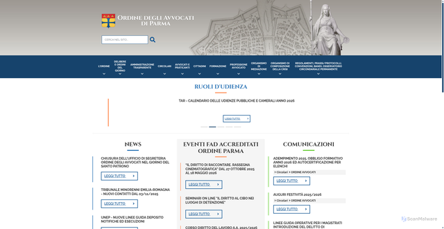 Security scan screenshot of https://www.ordineavvocatiparma.it/it