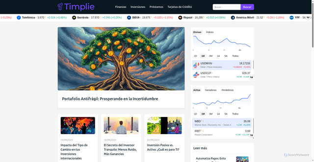 Security scan screenshot of https://timplie.com/
