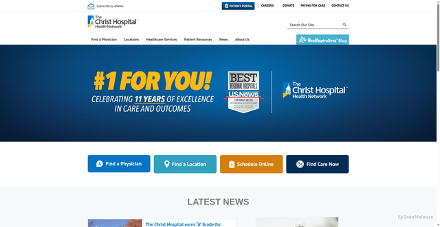 Security scan screenshot of https://www.thechristhospital.com/