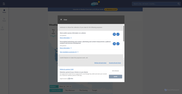 Security scan screenshot of https://weathercrave.com