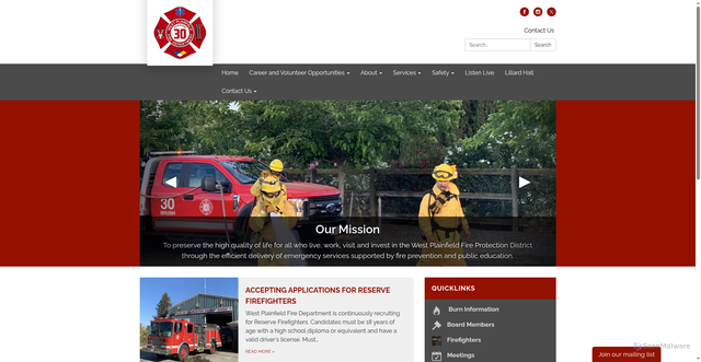 Security scan screenshot of https://www.westplainfieldfire.gov/