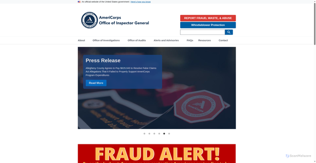 Security scan screenshot of https://www.americorpsoig.gov/