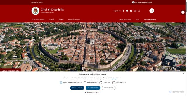 Security scan screenshot of https://www.comune.cittadella.pd.it