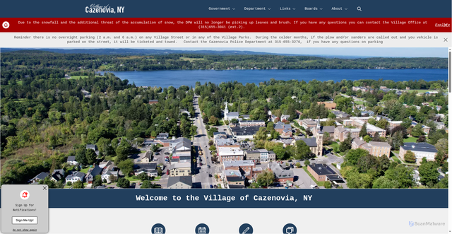 Security scan screenshot of https://villageofcazenoviany.gov/