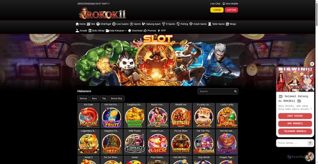 Security scan screenshot of https://rokok11harumnya.xyz/desktop/game/slot/habanero