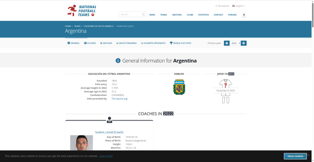 Security scan screenshot of https://www.national-football-teams.com/country/9/2022/Argentina.html