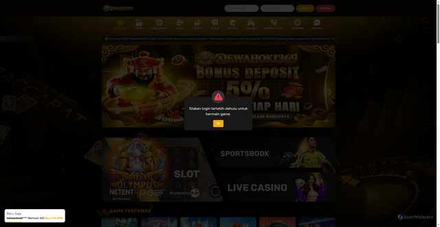 Security scan screenshot of https://dewahoki369sos.site/game/launch-slot/5659