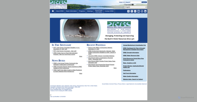 Security scan screenshot of https://www.nj.gov/drbc/