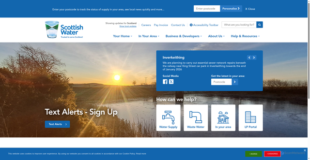 Security scan screenshot of https://www.scottishwater.co.uk/