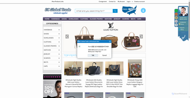 Security scan screenshot of https://www.aaahandbags.ru