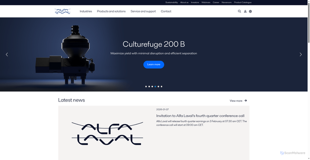 Security scan screenshot of https://AlfaLaval.com