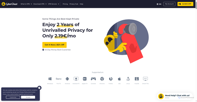 Security scan screenshot of https://cyberghostvpn.com