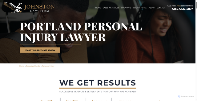 Security scan screenshot of https://johnston-lawfirm.com/portland/