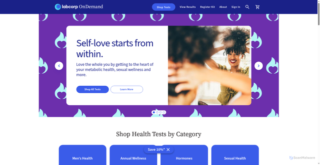 Security scan screenshot of https://ondemand.labcorp.com