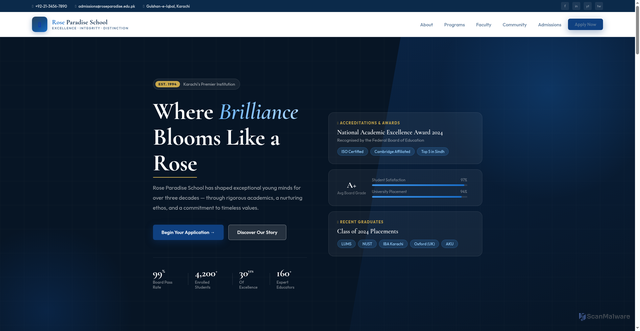 Security scan screenshot of https://theroseparadiseschool-6o0m6u900u.edgeone.app/