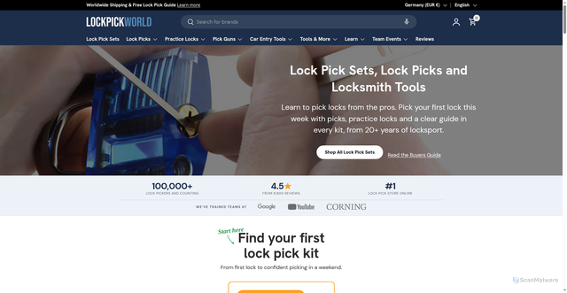 Security scan screenshot of https://www.lockpickworld.com