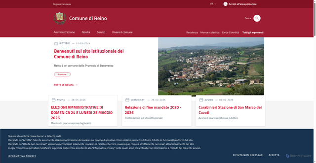 Security scan screenshot of https://www.comune.reino.bn.it