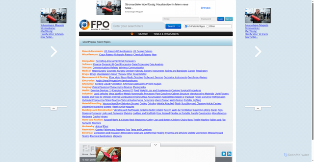 Security scan screenshot of https://www.freepatentsonline.com