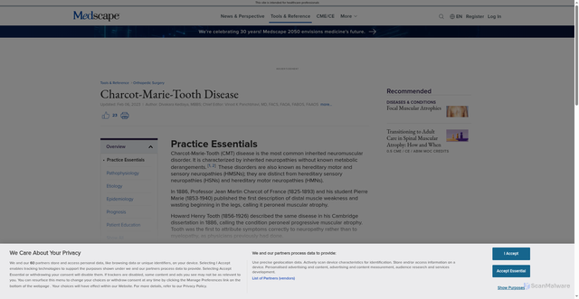 Security scan screenshot of https://emedicine.medscape.com/article/1232386-overview