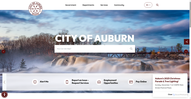 Security scan screenshot of https://auburnmaine.gov/