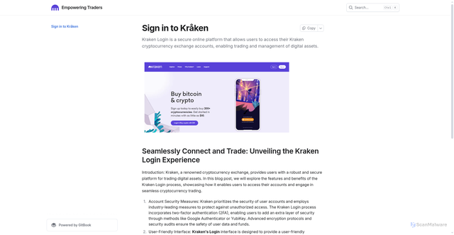 Security scan screenshot of https://kukkreklogen.gitbook.io/us/