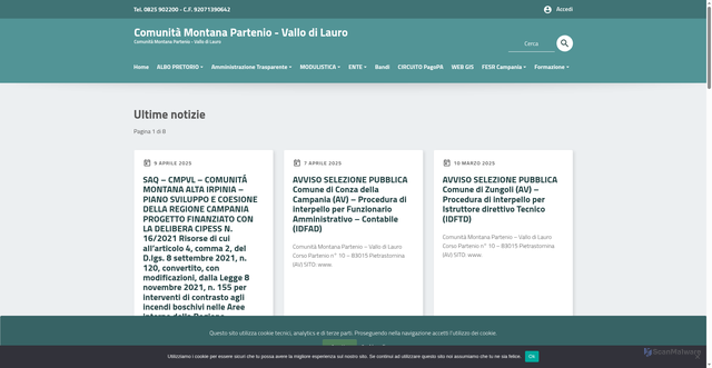 Security scan screenshot of https://www.cmparteniovallodilauro.it/