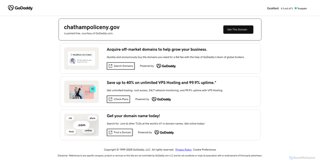 Security scan screenshot of https://chathampoliceny.gov/