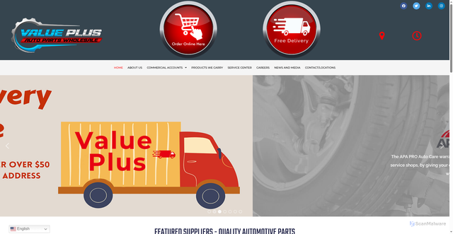 Security scan screenshot of https://valueplusautopartswholesale.com