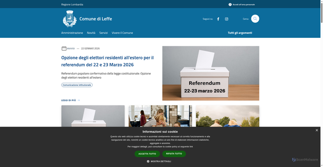 Security scan screenshot of https://www.comune.leffe.bg.it/it
