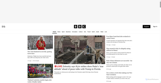 Security scan screenshot of https://www.bbc.com
