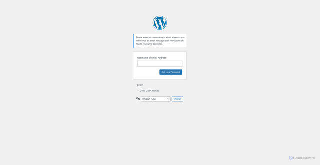 Security scan screenshot of https://cancatseats.com/wp-login.php?action=lostpassword