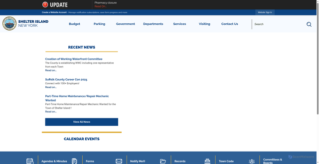 Security scan screenshot of https://shelterislandtown.gov/