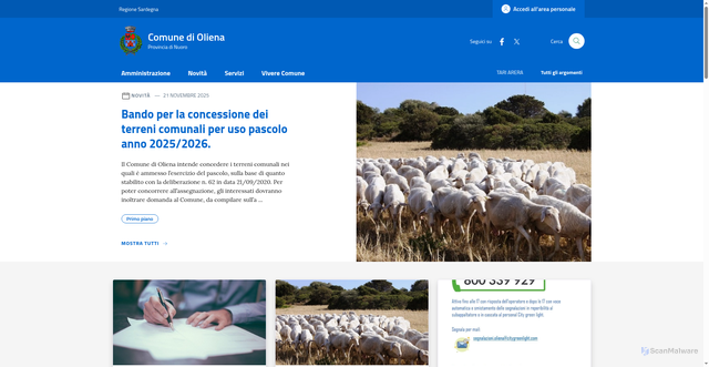 Security scan screenshot of https://www.comune.oliena.nu.it/