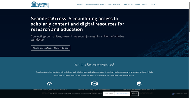 Security scan screenshot of https://seamlessaccess.org