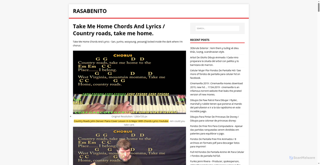 Security scan screenshot of https://otinesara.pages.dev/posts/take-me-home-chords-and-lyrics