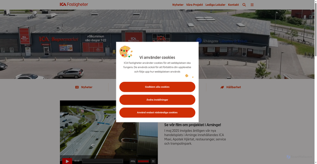 Security scan screenshot of https://www.icafastigheter.se/