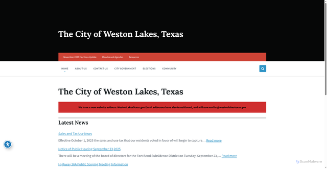 Security scan screenshot of https://westonlakestexas.gov/