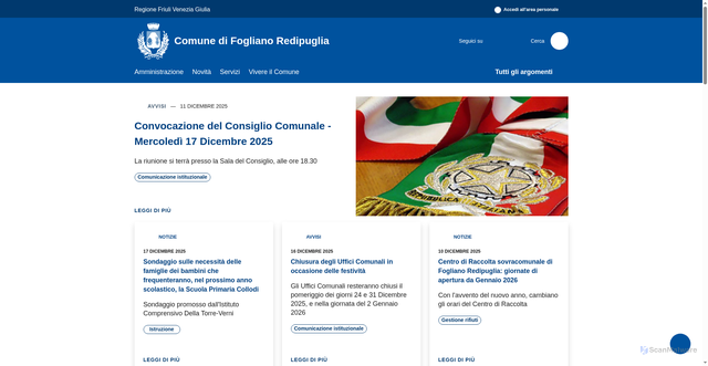 Security scan screenshot of https://www.comune.foglianoredipuglia.go.it/it