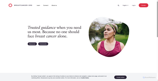 Security scan screenshot of https://breastcancer.org