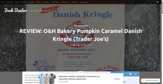 Security scan screenshot of http://junkbanter.com/review-oh-bakery-pumpkin-caramel-danish-kringle-trader-joes/