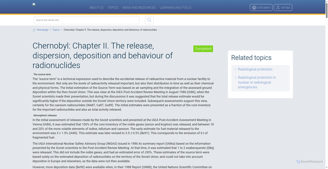 Security scan screenshot of https://www.oecd-nea.org/jcms/pl_28292/chernobyl-chapter-ii-the-release-dispersion-deposition-and-behaviour-of-radionuclides