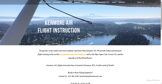 Security scan screenshot of https://www.kenmoreairharbor.com/flight-instruction.html