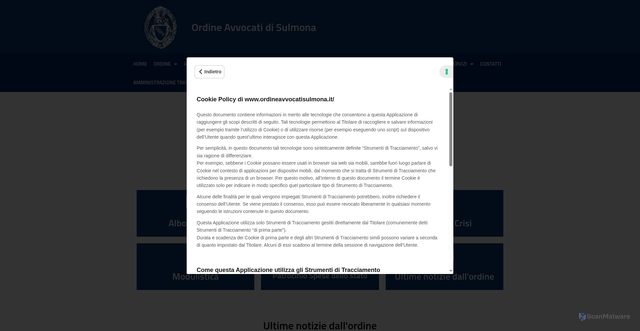 Security scan screenshot of https://www.ordineavvocatisulmona.it/