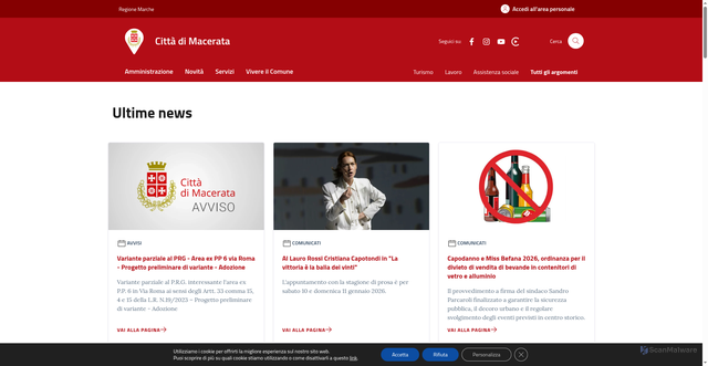 Security scan screenshot of https://www.comune.macerata.it/