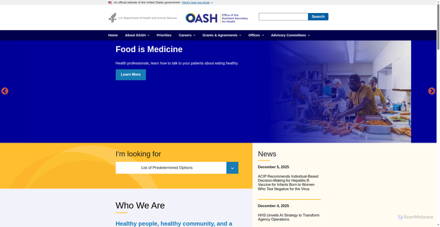 Security scan screenshot of https://health.gov/