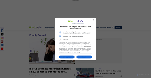 Security scan screenshot of https://healthshots.com